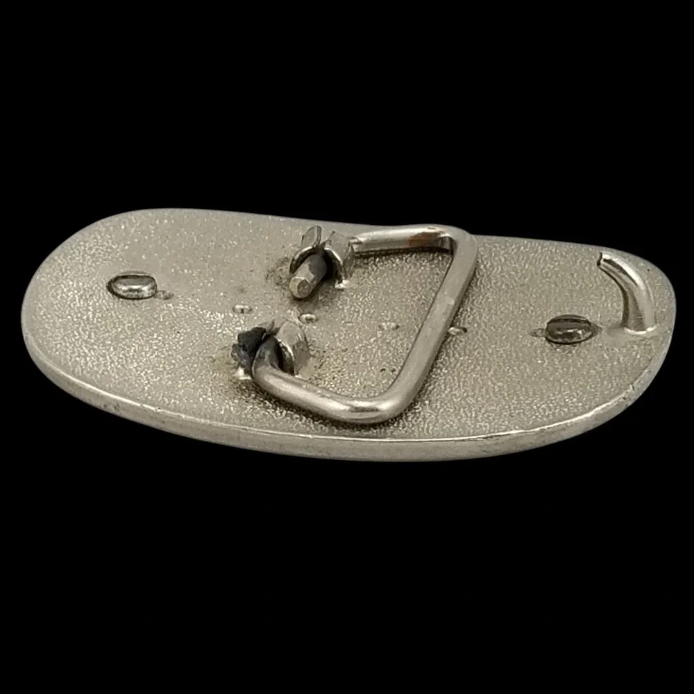 Western‎ Native American Style Oval Belt Buckle with Agate Stone Silver Tone